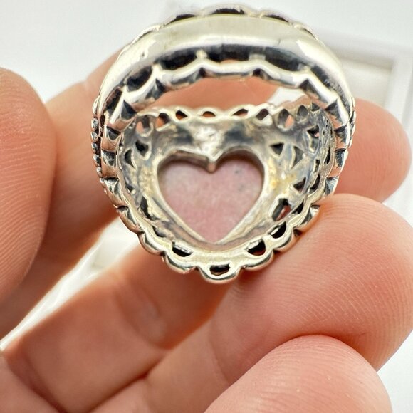 Carolyn Pollack Heart Ring Pink Rhodonite Te Amo Size 6 Sterling Silver 925 - Picture 9 of 12